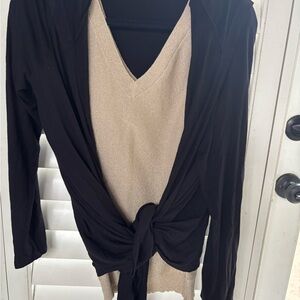 Boston Proper LargeBlack and Cream V-Neck Sweater sweater bundle 2 piece sparkle